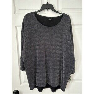 Alfani Women’s Metallic Black & Silver 3/4 Length Sleeve Size Large NWT